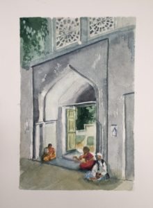 inside the mosque doorway