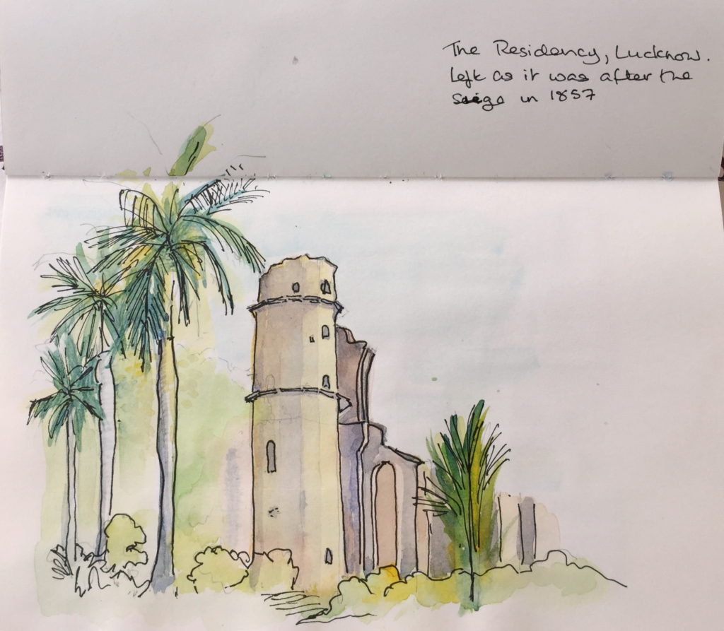 Lucknow Residency watercolour sketch