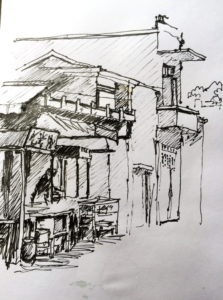 Pen & pencil sketch, Coloane, Macau